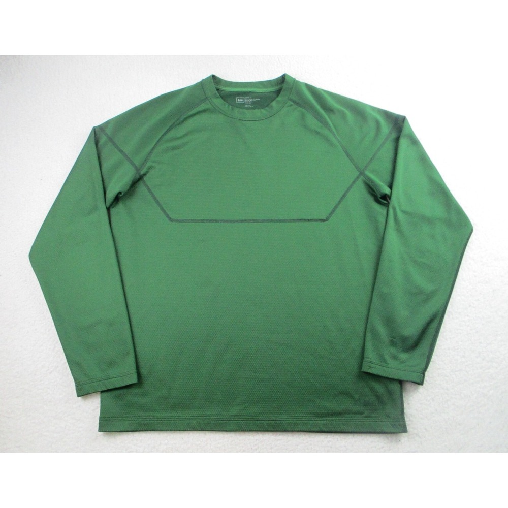 Rei Shirt Mens Large Green‎ Long Sleeve Pullover Performance Training Outdoor